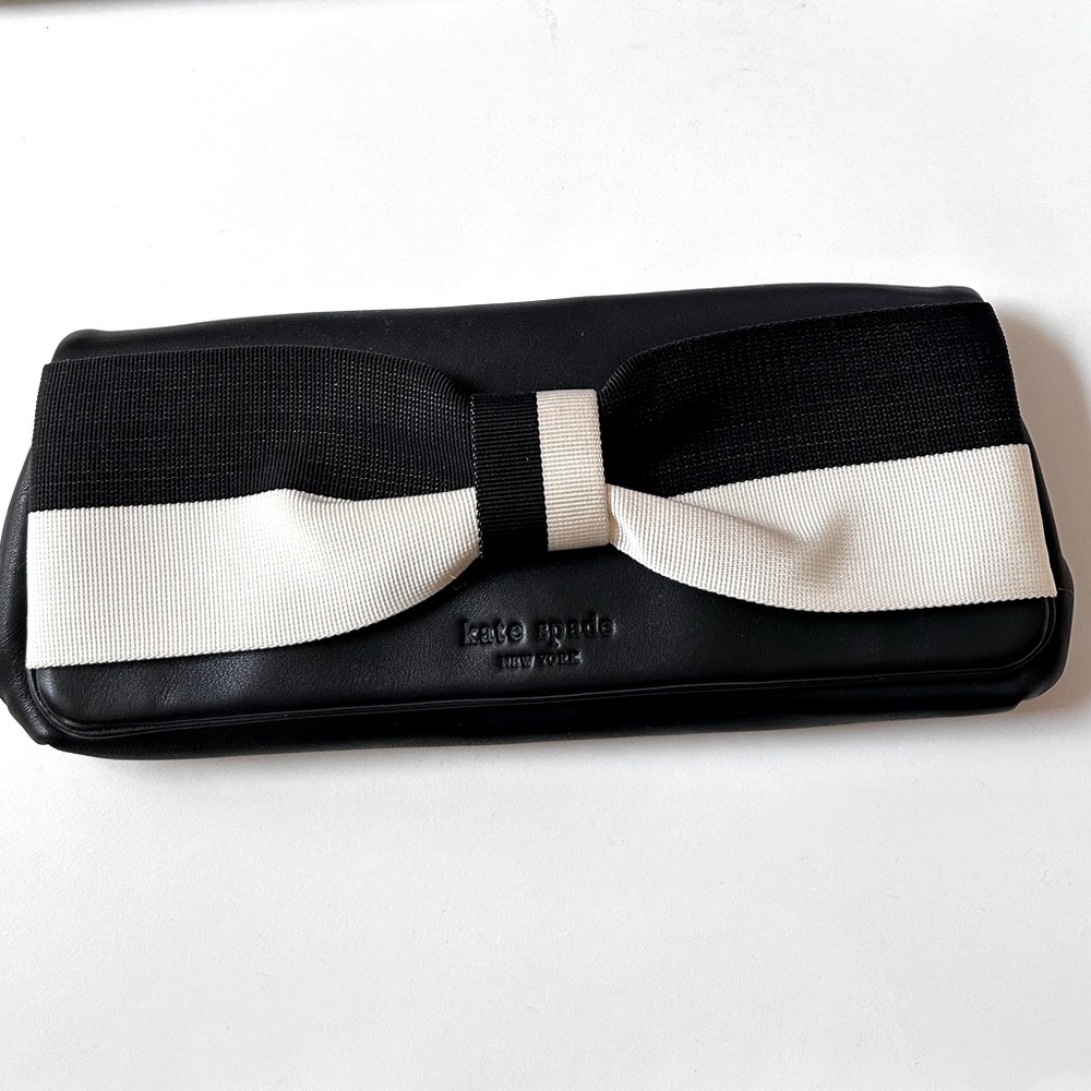 Kate Spade Signature Leather Fabric Bow Colorblock Clutch
